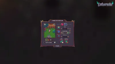 Emberville settings and menu screen on a dark background